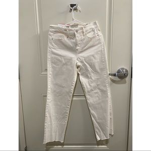 White high-rise crop straight jeans
